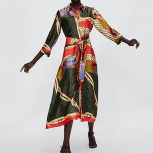 ZARA // Colorful Patterned Long Sleeve Dress